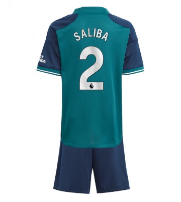 Arsenal William Saliba #2 Tercera Equipación Niños 2023-24 Manga Corta (+ Pantalones cortos)